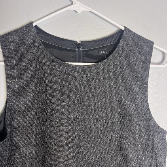 Theory Sleeveless Wool Blend Sheath Dress Gray Sz 6 Office Preppy Career A Line - Picture 6 of 14